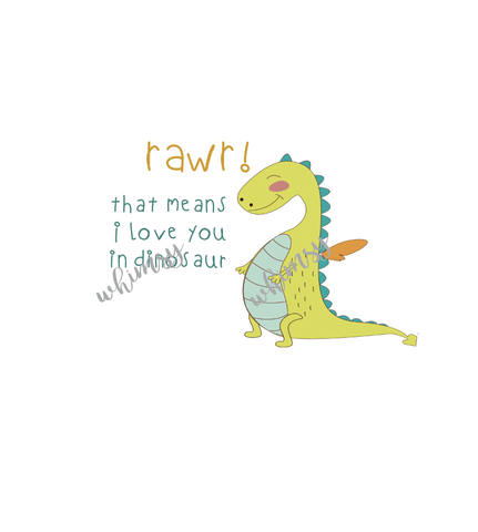 549 RAWR Means I Love You Child Panel (Applique Green Dragon Version)