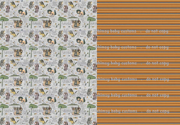 Monthly Group Preorder Fabric Wild Animals Half and Half on Heather Grey
