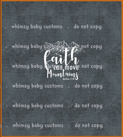 Monthly Group Preorder - Adult/Romper Panel Faith Can Move Mountains on Dark DENIM Blue