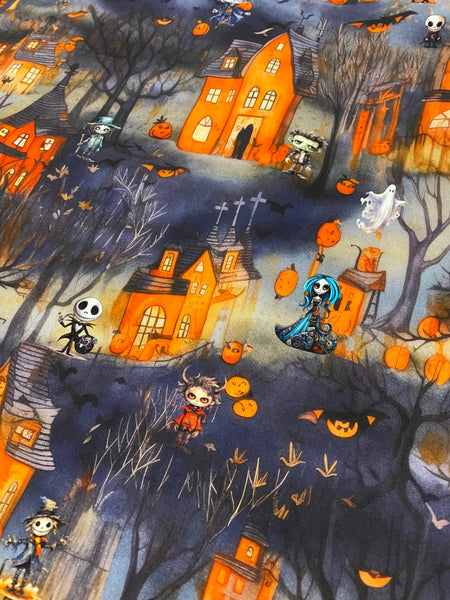 Fabric Halloween NBC Jack and Sally Spooky Characters