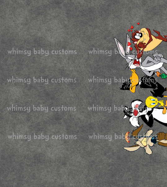 C171 Child Panel Crazy Tunes Characters on Light Grunge Grey