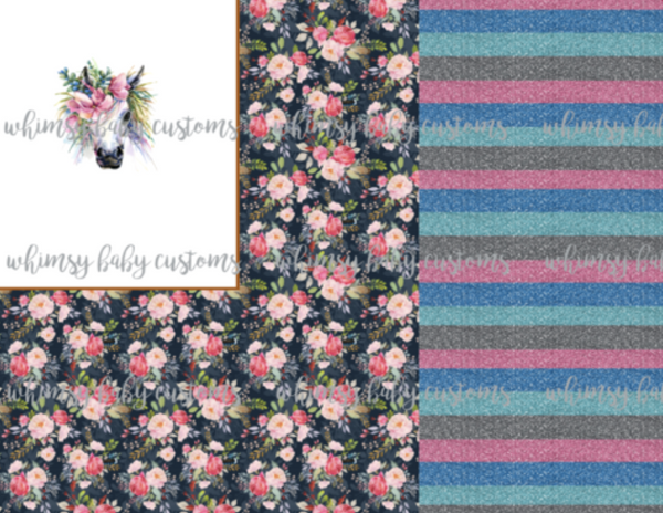 Monthly Group Preorder - Watercolour Floral Horse Rapport with Glitter Stripes
