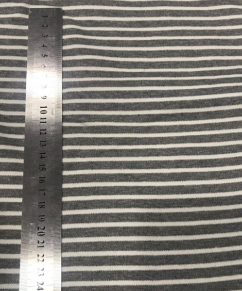 Organic Cotton Heather Stripes Interlock Fabric - Medium Grey