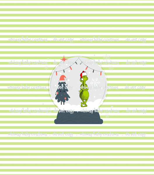 Child Panel Christmas Grumpy Green Guy Snow Globe Applique Version