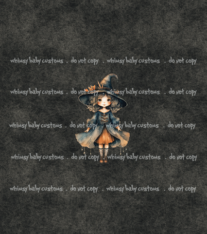 Child Panel Halloween Spooky Girl Witch (Orange)