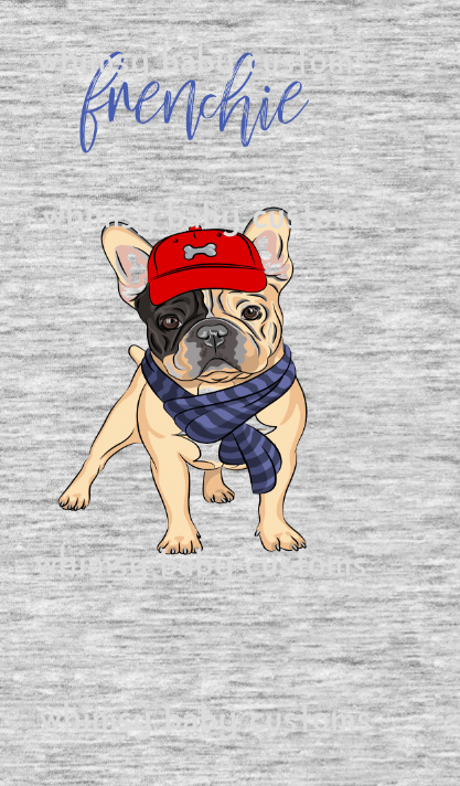 A1009H Adult/Romper Panel Frenchie French Bulldog  - on Heather Grey