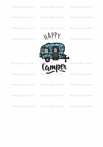 A1078 Adult/Romper Panel Happy Camper (White)
