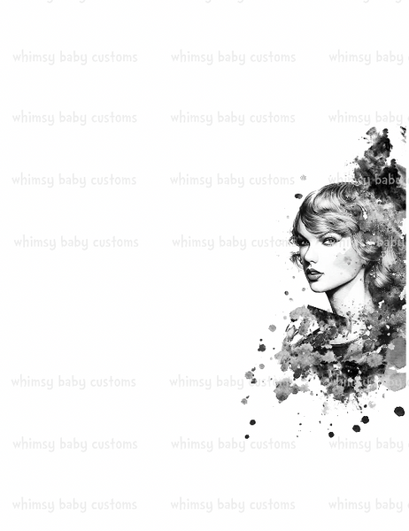 Monthly Group Preorder - Adult/Romper Panel Swiftie Black and White Portrait (Paint Splatter)