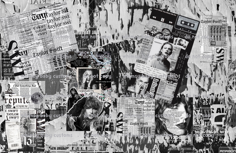 Swiftie Preorder - Swiftie Grunge Newsprint Fabric