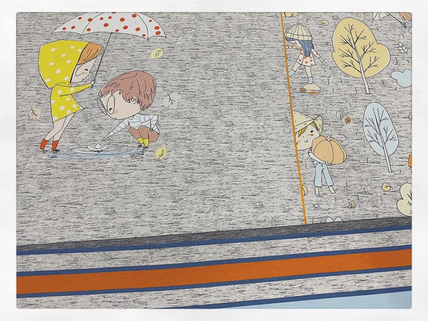 Rapport Perfect Autumn Day Girl and Boy on Faux Grey (Stomping in Puddles)