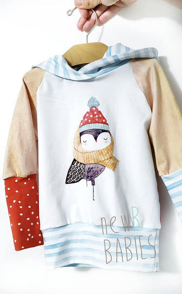 530 Owl With Scarf and Beanie Child Panel