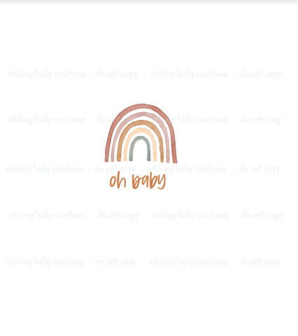 829 Child Panel Earthtoned Rainbow Collection Oh Baby on White