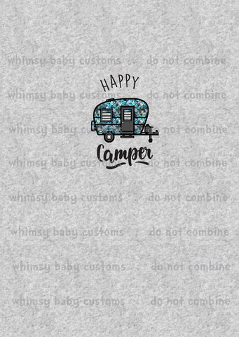 A1078H Adult/Romper Panel Happy Camper on Heather