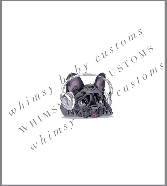 358 French Bulldog with Headphones Child Panel