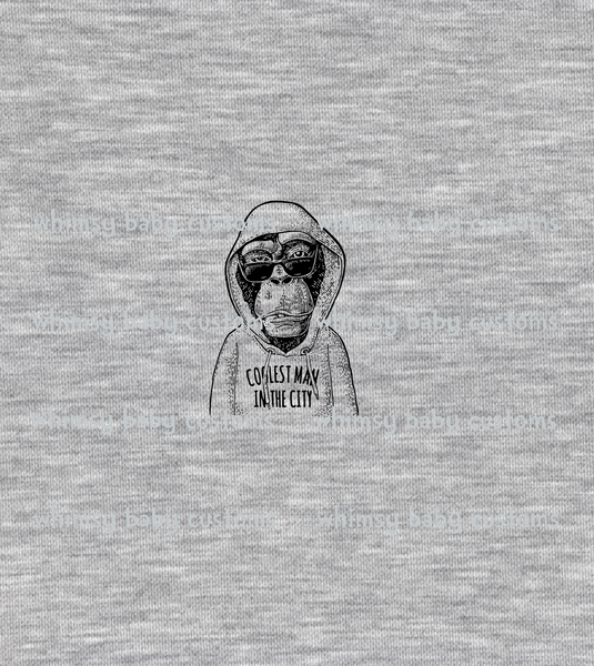 353H Child Panel Coolest Monkey in the City (on Heather Grey)