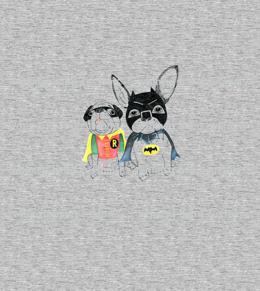 734H Batman and Robin French Bulldogs Child Panel on HEATHER