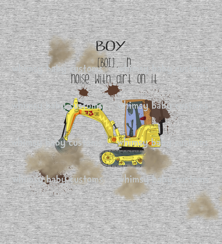 587 Boy Tractor Dirt Child Panel (on FAUX heather grey)