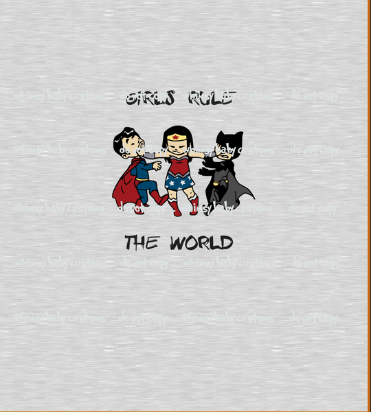 739H Girls Rule the World Child Panel (on Heather Grey)