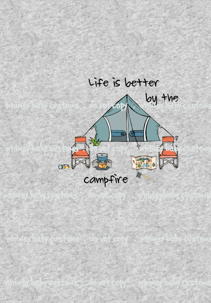 A1058H Life is Better by the Campfire Child Panel on Heather Grey Adult/Romper Panel