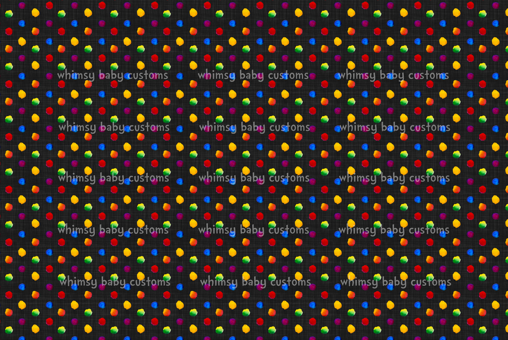 Fabric HC Rainbow Dots on Grunge Black