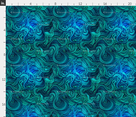 Blue Swirly Waves Fabric