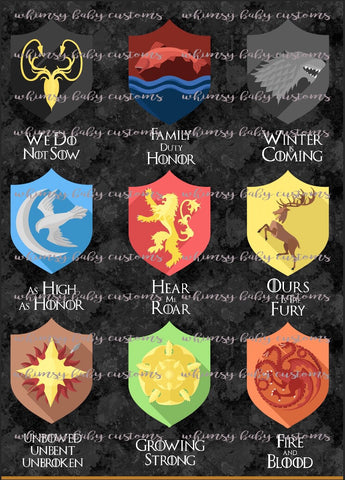 Lazy Quilt/ Blanket Topper -Game of Thrones Houses
